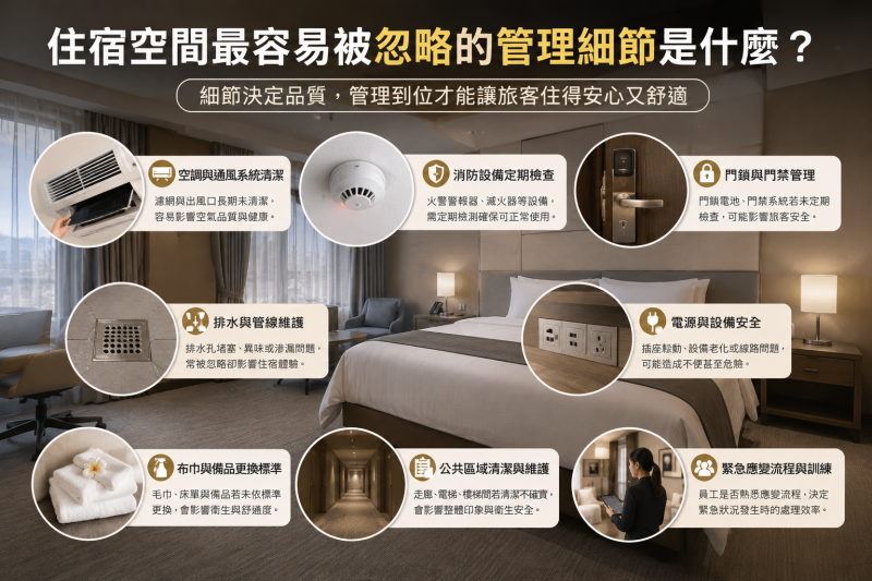 住宿空間最容易被忽略的管理細節是什麼？